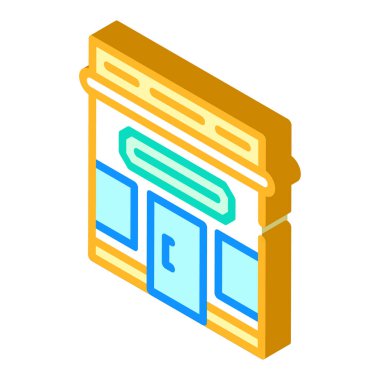 Dükkan inşaatı izometrik ikon vektör gösterimi