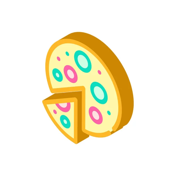 Gambar simbol ikon vektor isometrik pizza vegan - Stok Vektor