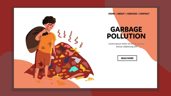 Pollution des ordures Problème écologique mondial Illustration vectorielle — Image vectorielle