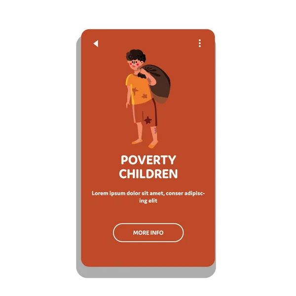 Obdachlose Armut Kinder Soziales Problem Vektor Illustration — Stockvektor