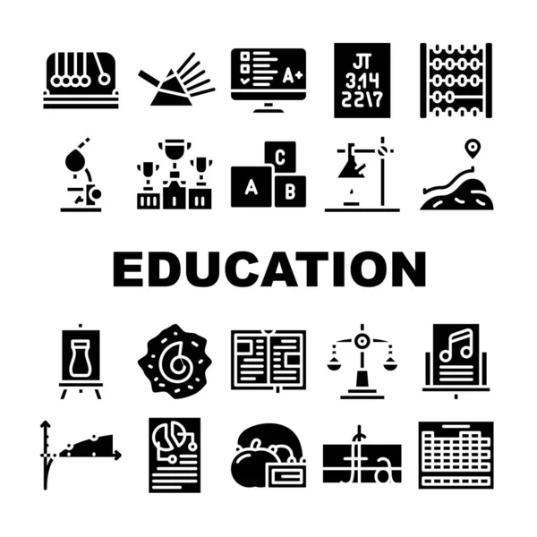 Educación Ciencia Colección Iconos Set Vector Ilustraciones — Vector de stock