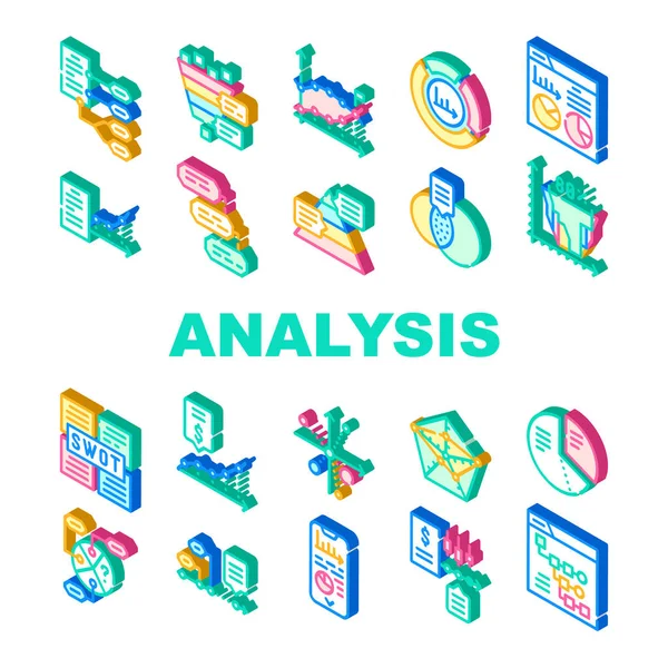 Gegevensanalyse Diagram Verzameling Pictogrammen Vector instellen — Stockvector