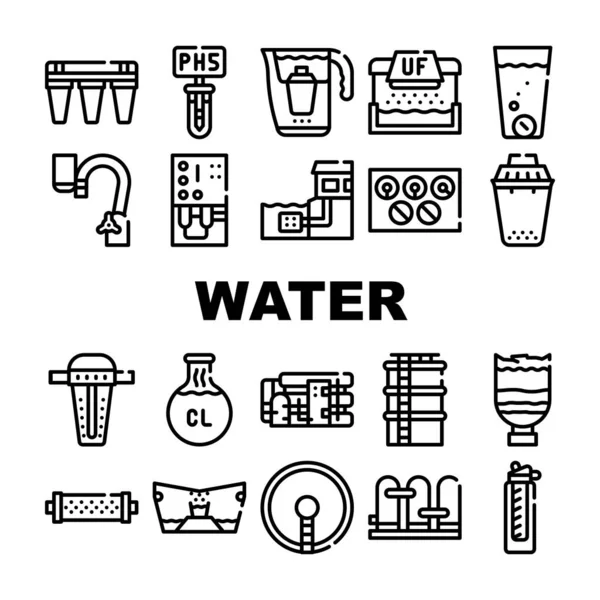 Набор значков фильтра очистки воды — стоковый вектор