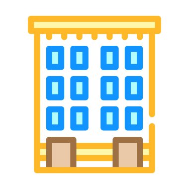 apartman binası renk simgesi düz illüstrasyon