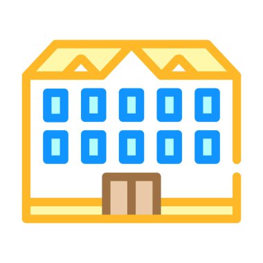 okul binası renk ikonu vektör düz illüstrasyon