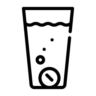 Su camı filtreleme tabletleri çizgi ikon vektör illüstrasyonu