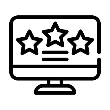 Bilgisayar ekran çizgisi vektör illüstrasyonundaki yıldızları gözden geçir