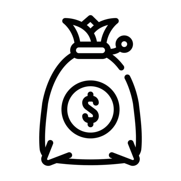 Pieniądze worek linii ikona wektor czarny ilustracja — Wektor stockowy