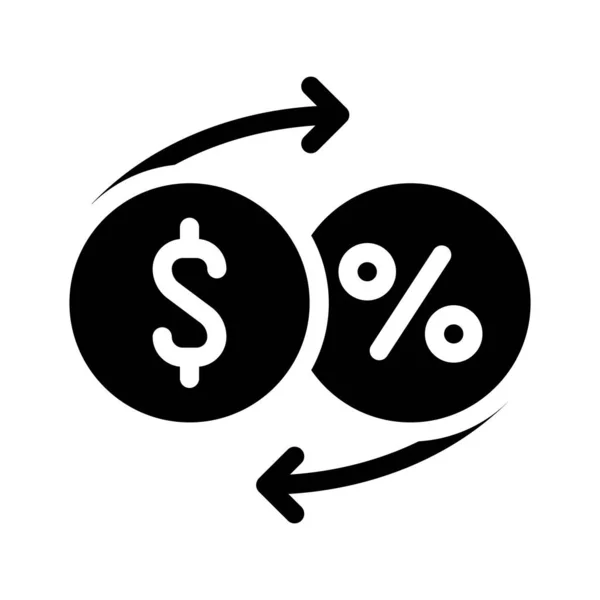 Pieniądze procent powrót glif ikona wektor ilustracja — Wektor stockowy