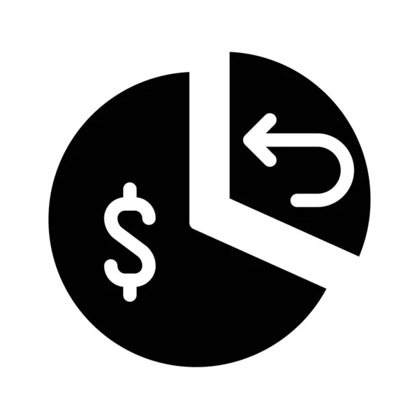 Ciasto wykres cashback i purchaise glif ikona wektor ilustracja — Wektor stockowy