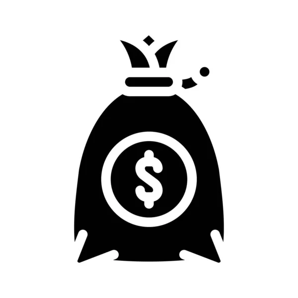 Dinero bolsa glifo icono vector negro ilustración — Vector de stock