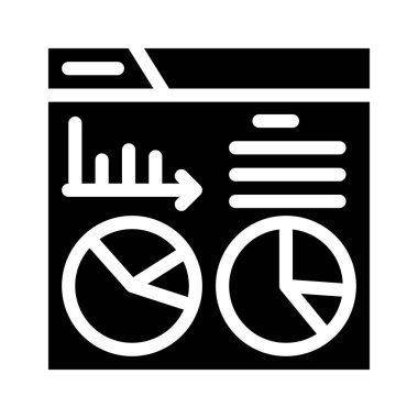 istatistiksel analiz dijital rapor glyph vektör illüstrasyonu