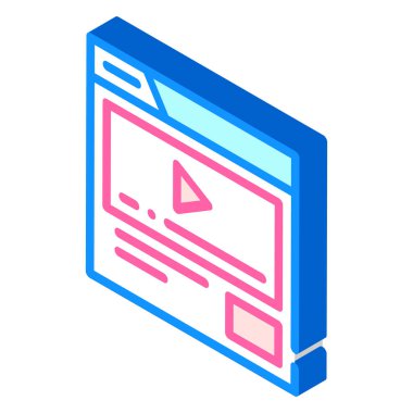 video reklamcılığı izometrik ikon vektör renk çizimi