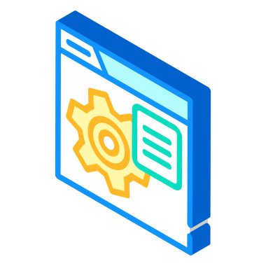 çalışan internet reklamları izometrik ikon vektör çizimi