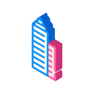 Gökdelen binası izometrik ikon vektör renk çizimi