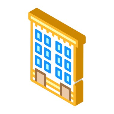 apartman binası izometrik ikon vektör renk çizimi