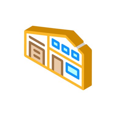canlı ev izometrik ikon vektör renk çizimi