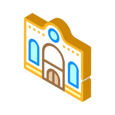 Doğu restoranı binası izometrik ikon vektör çizimi