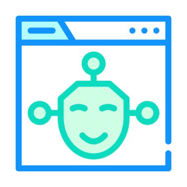 yapay zeka seo optimizasyon renk ikonu vektör illüstrasyonu