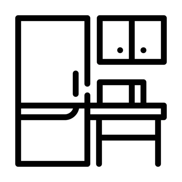 Коворкинг литчен мебельная линия иконка векторной иллюстрации — стоковый вектор