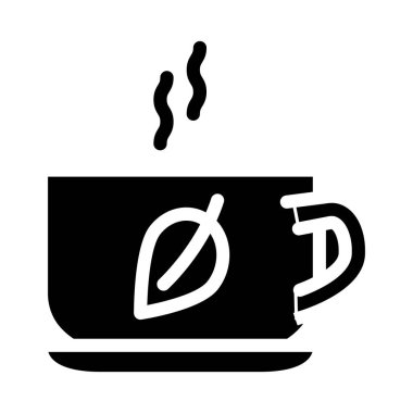 Bitkisel çay sembolü siyah illüstrasyon vektörü