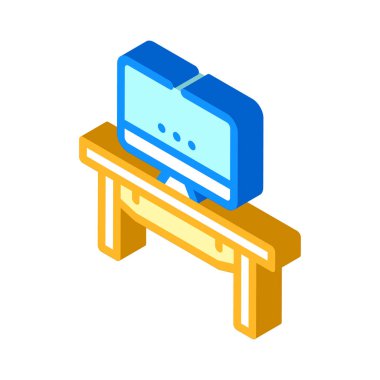 eşzamanlı çalışma alanı tablosu izometrik ikon vektör çizimi