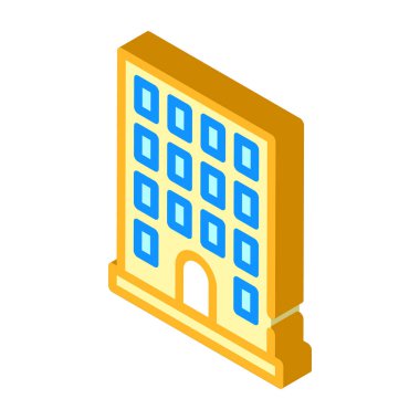 eş çalışma binası izometrik ikon vektör renk çizimi