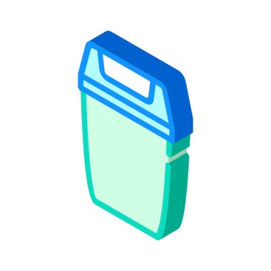 Çöp kutusu izometrik ikon vektör renk çizimi