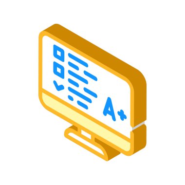 çevrimiçi test izometrik ikon vektör renk çizimi