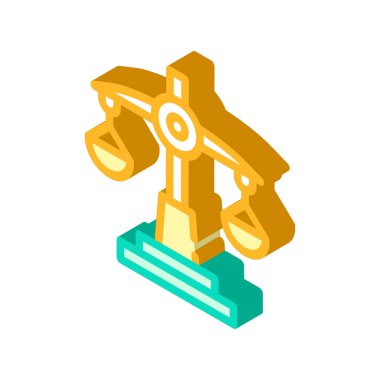 Hukuk dersi izometrik ikon vektör renk çizimi