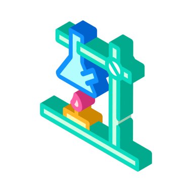 Kimya laboratuvarı ekipmanları izometrik ikon vektör çizimi