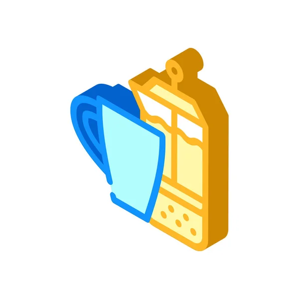 홍차 컵 isometric icon vector color illustration — 스톡 벡터