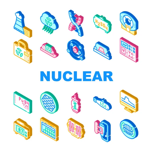 Iconen voor het verzamelen van kernenergie Set vectoren — Stockvector