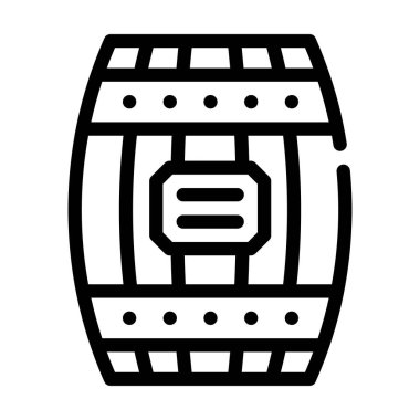 Tahta fıçı çizgi simgesi vektör siyah illüstrasyon