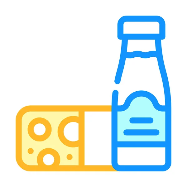 Milch und Käse Milchprodukte Farbe Symbol Vektor Illustration — Stockvektor
