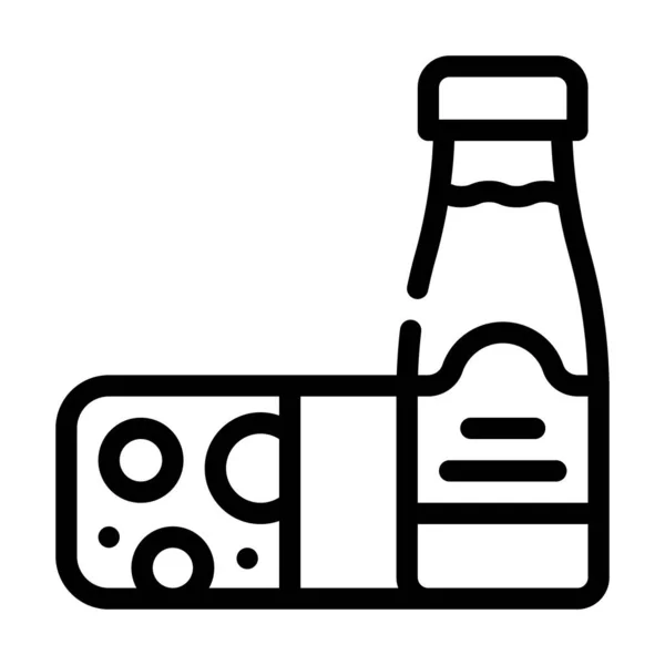Milch- und Käseprodukte Linie Symbol Vektor Illustration — Stockvektor