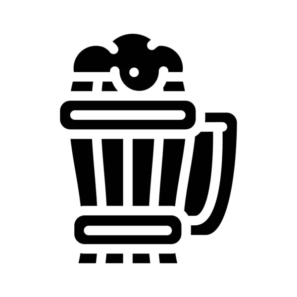 Tazza di birra glyph icona vettore nero illustrazione — Vettoriale Stock