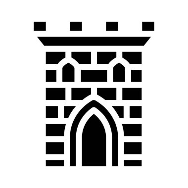 Kale kulesi sembol vektörü siyah illüstrasyon