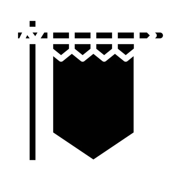 Středověká vlajka glyf ikona vektor černá ilustrace — Stockový vektor