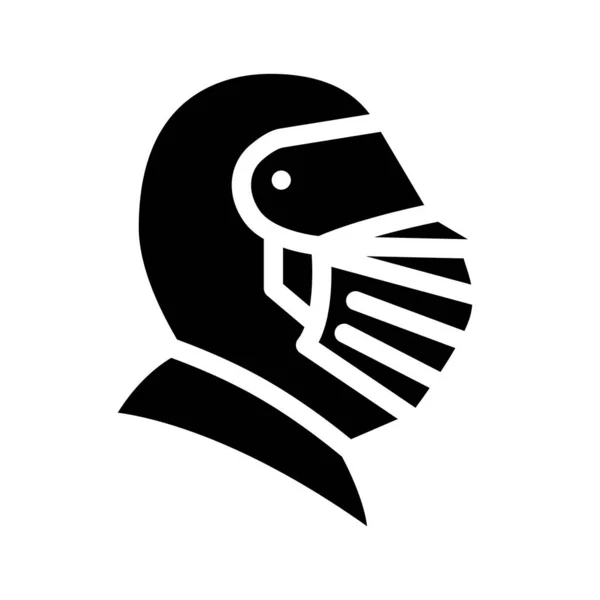 Knight helmet glifo icono vector negro ilustración — Archivo Imágenes Vectoriales