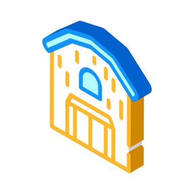 ahır inşaatı izometrik ikon vektör gösterimi