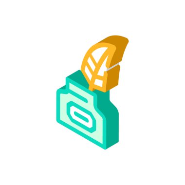 Tüy izometrik ikon vektör illüstrasyonlu mürekkep