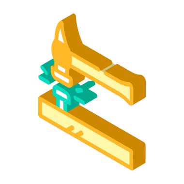 Çivi çekiçleme izometrik ikon vektör gösterimi