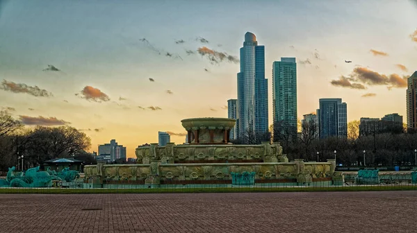 Millennium Park Chicago Illinois Usa Mit Dem Buckingham Brunnen Bei — Stockfoto
