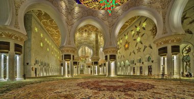 Abu Dabi 'deki Şeyh Zayed Büyük Cami Merkezi, Birleşik Arap Emirlikleri iç görünümü