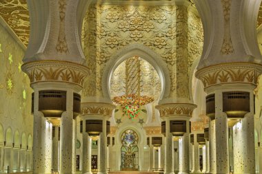 Abu Dabi 'deki Şeyh Zayed Büyük Cami Merkezi, Birleşik Arap Emirlikleri iç görünümü