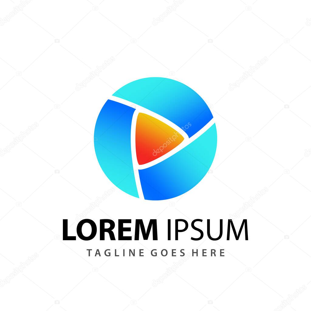 Abstract Circle Play Media Logo Designs Template Premium Vector