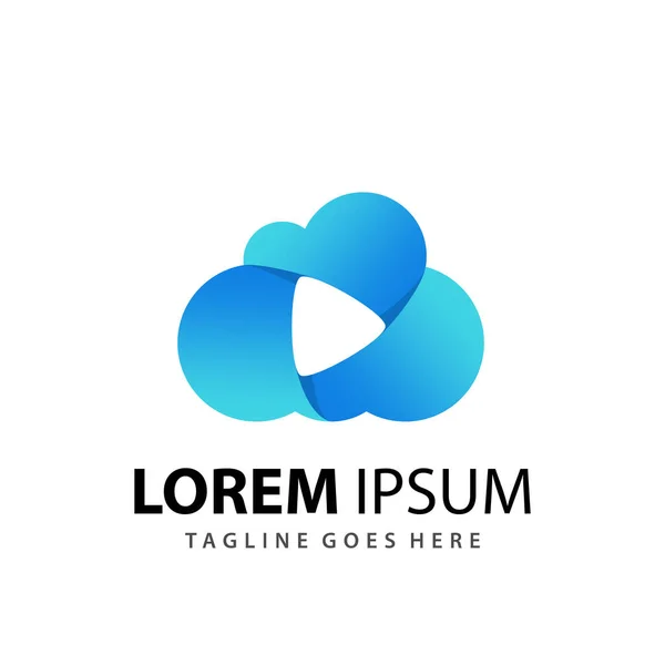 Soyut Gradyan Bulut Oynat Ortam Logosu Tasarım Şablonu Premium Vektörü