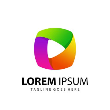 Soyut Renkli Kare Oyun Ortam Logosu Tasarım Şablonu Premium Vektörü