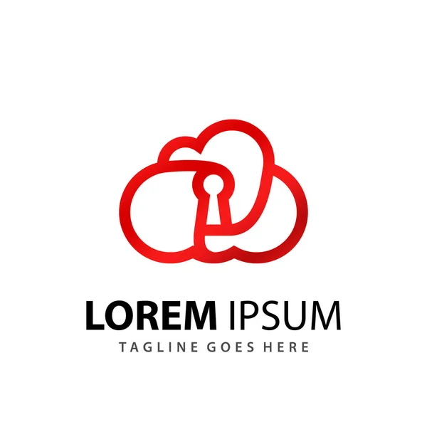 Soyut Gradyan Kırmızı Bulut Anahtar Logosu Tasarım Şablonu Premium Vektörü